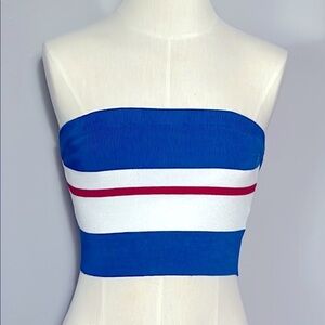 Forever 21 Small Red White Blue Tube Crop Top
